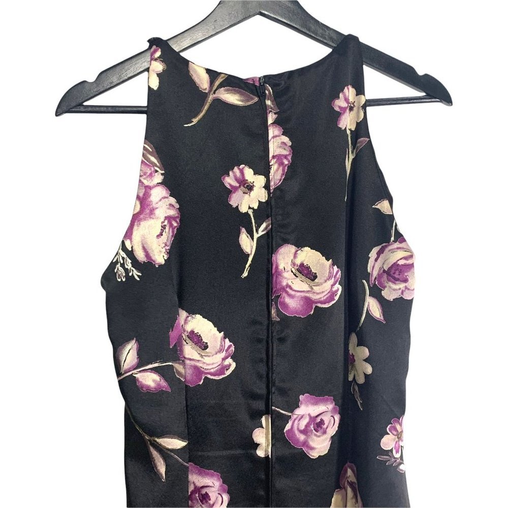 Vintage California Concepts Satin Purple Floral Sleeveless Dress Large - Picture 5 of 13